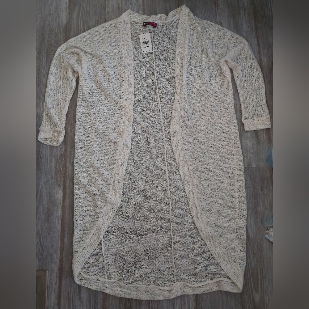 Women's Cream Open-Front Cardigan